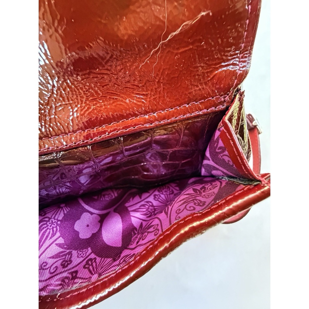 Brighton vintage Red Croc Embossed Leather Bow Purse Adjustable Clutch/Crossbody - Picture 11 of 16